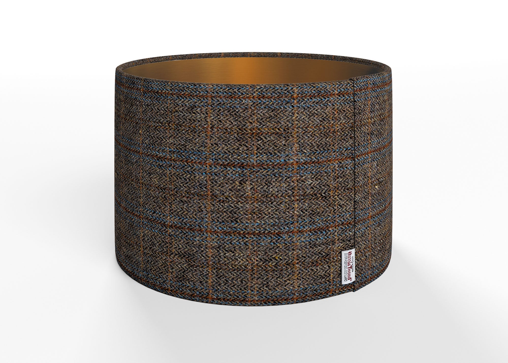 Harris Tweed Drum Lampshade – Fabric Light Shade in Herringbone Charco ...