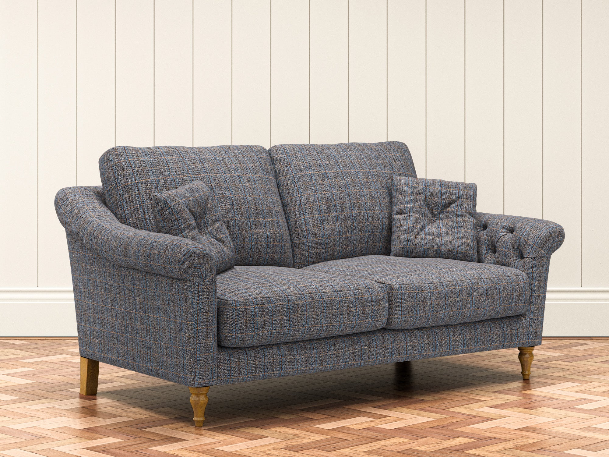 Harris Tweed Herringbone Charcoal Dalton Medium Sofa – All About Tweed