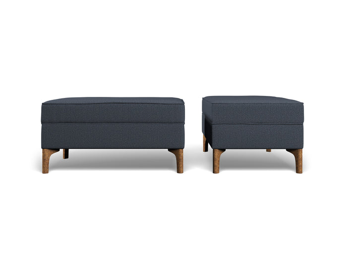 Abraham Moon Herringbone Indigo Hug Footstool