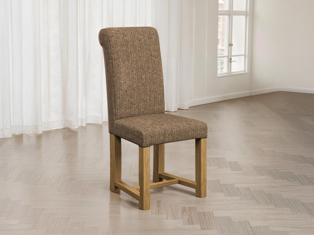 Abraham Moon Herringbone Bracken Hudson Dining Chair Front Lifestyle Image