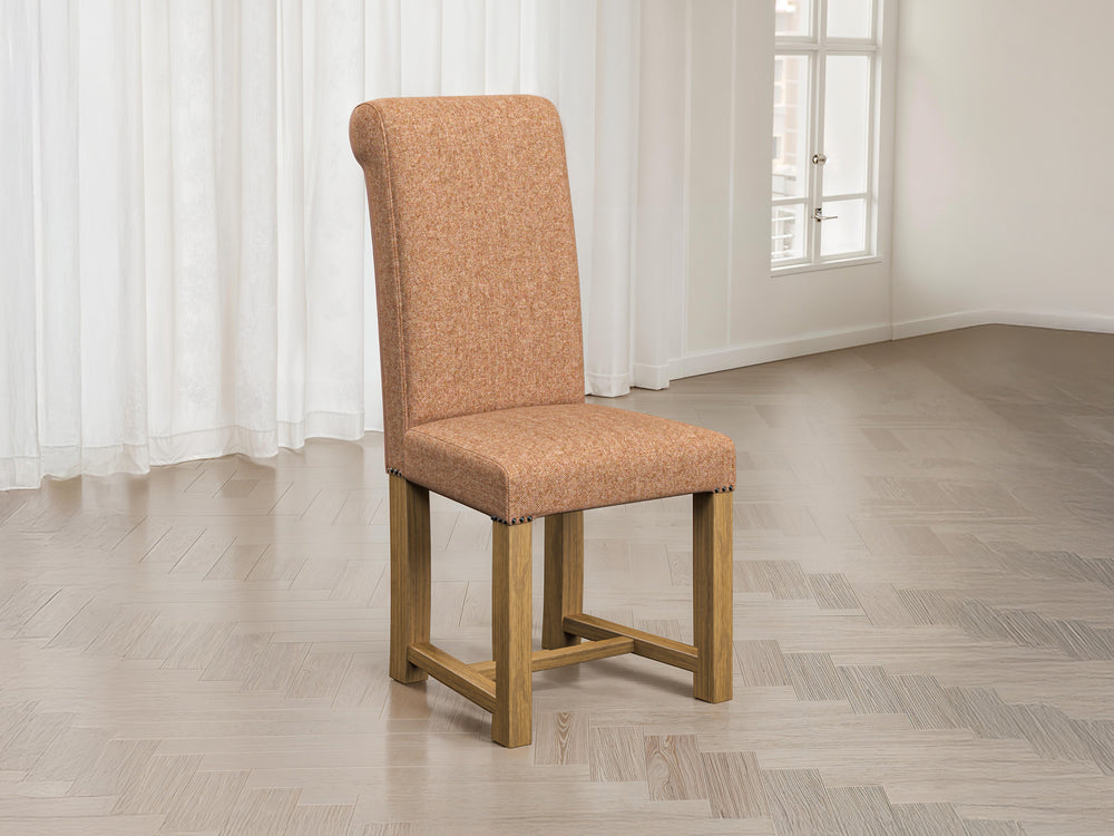 Abraham Moon Herringbone Blush Hudson Dining Chair Front Lifestyle Image