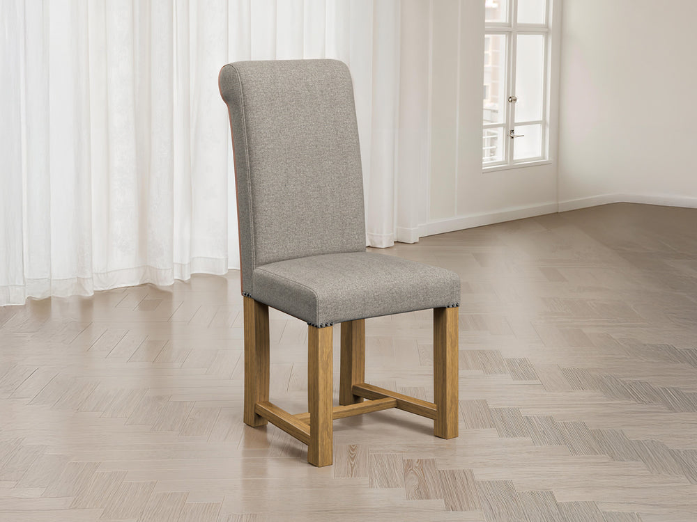 Abraham Moon Herringbone Cloud Hudson Dining Chair Front Lifestyle Image