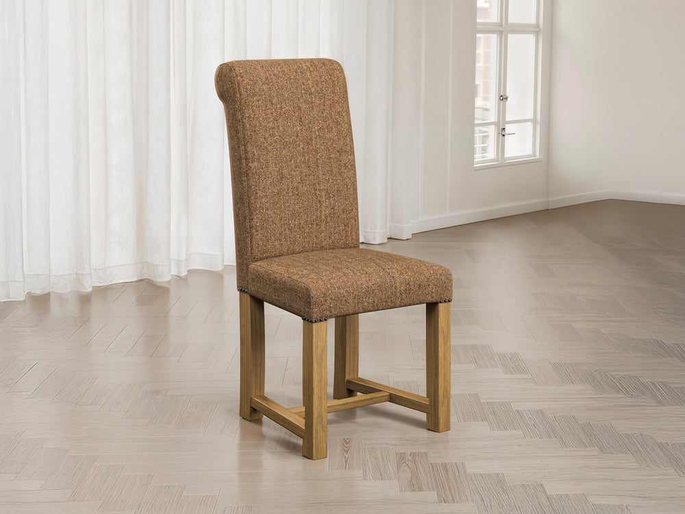 Abraham Moon Herringbone Copper Hudson Dining Chair Front Lifestyle Image