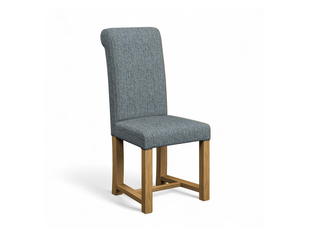 Abraham Moon Herringbone Dark Teal Hudson Dining Chair Front Cut Out