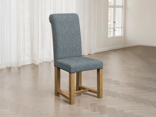 Abraham Moon Herringbone Dark Teal Hudson Dining Chair Front Lifestyle Image
