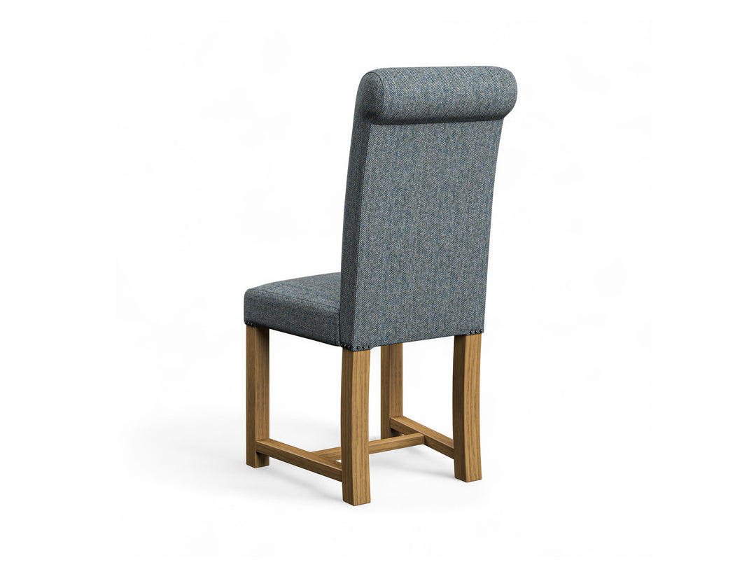 Abraham Moon Herringbone Dark Teal Hudson Dining Chair Back Image