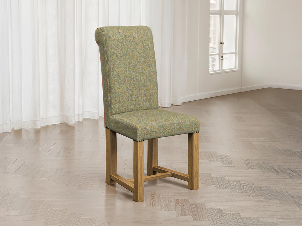 Abraham Moon Herringbone Green Hudson Dining Chair Front Lifestyle Image