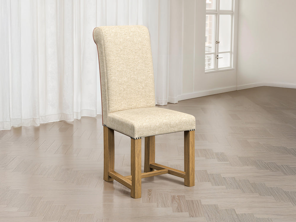 Abraham Moon Herringbone Linen Hudson Dining Chair Front Lifestyle Image