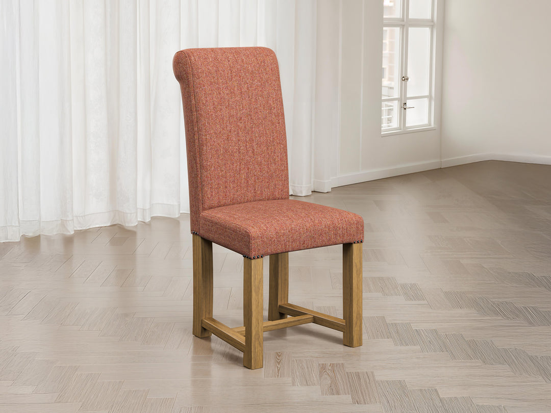 Abraham Moon Herringbone Mulberry Hudson Dining Chair Front Lifestyle Image
