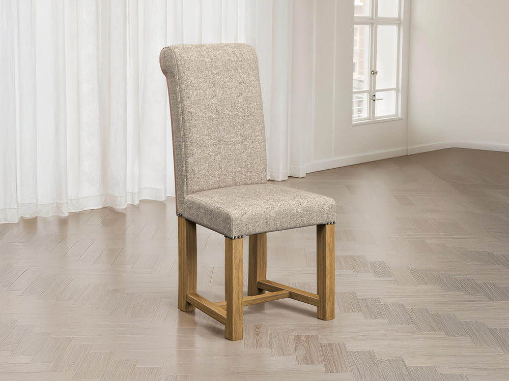 Abraham Moon Herringbone Silt Hudson Dining Chair Front Lifestyle Image