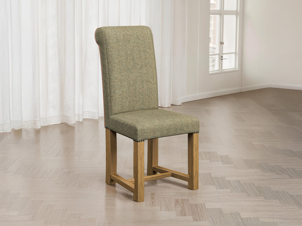 Abraham Moon Tweed Kelp Hudson Dining Chair Front Lifestyle Image