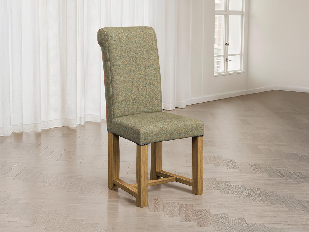 Abraham Moon Tweed Kelp Hudson Dining Chair Front Lifestyle Image