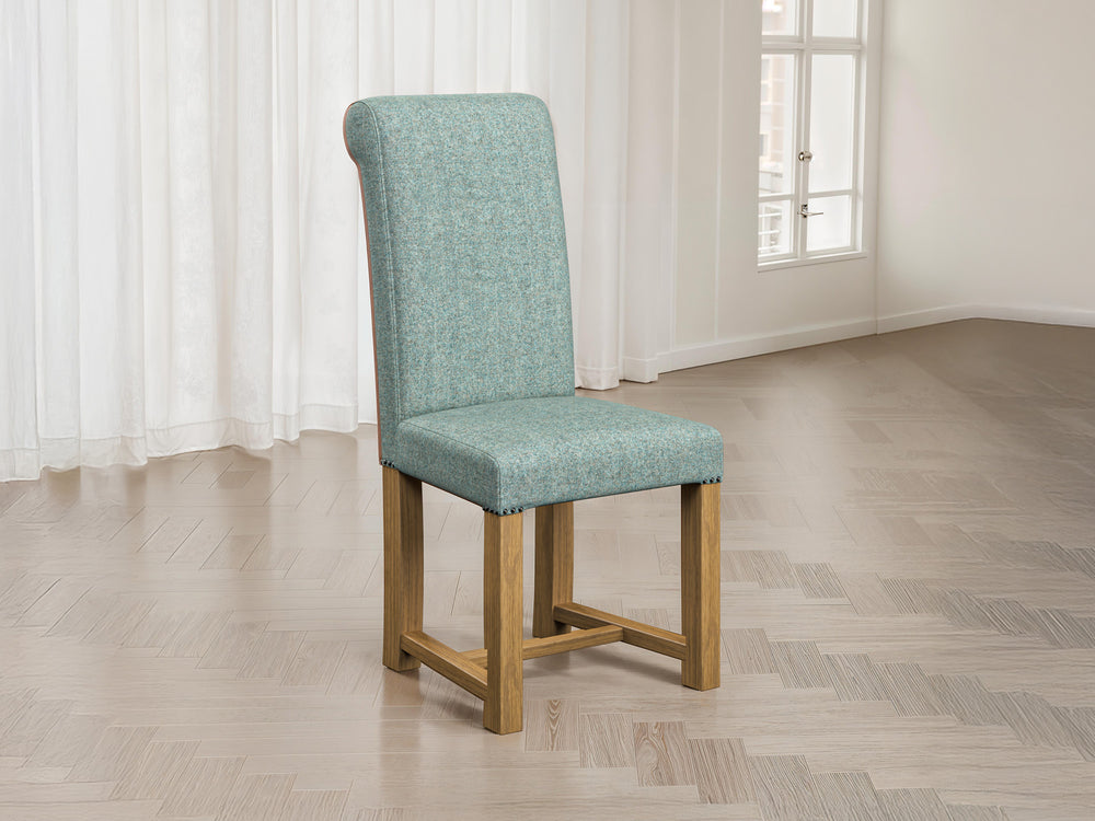 Abraham Moon Tweed Mint Hudson Dining Chair Front Lifestyle Image