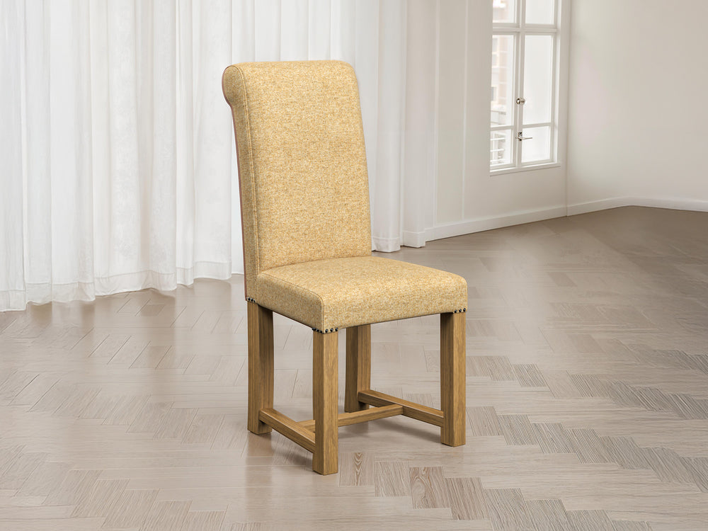 Abraham Moon Twill Mustard Hudson Dining Chair Front Lifestyle Image