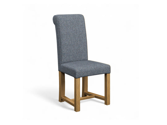 Harris Tweed Barleycorn Sky Hudson Dining Chair Front Cut Out