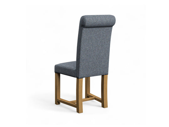 Harris Tweed Barleycorn Sky Hudson Dining Chair Back Image
