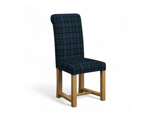 Harris Tweed Tartan Black Hudson Dining Chair Front Cut Out