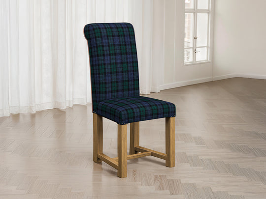 Harris Tweed Tartan Black Hudson Dining Chair Front Lifestyle Image