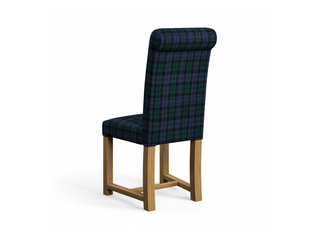 Harris Tweed Tartan Black Hudson Dining Chair Back Image