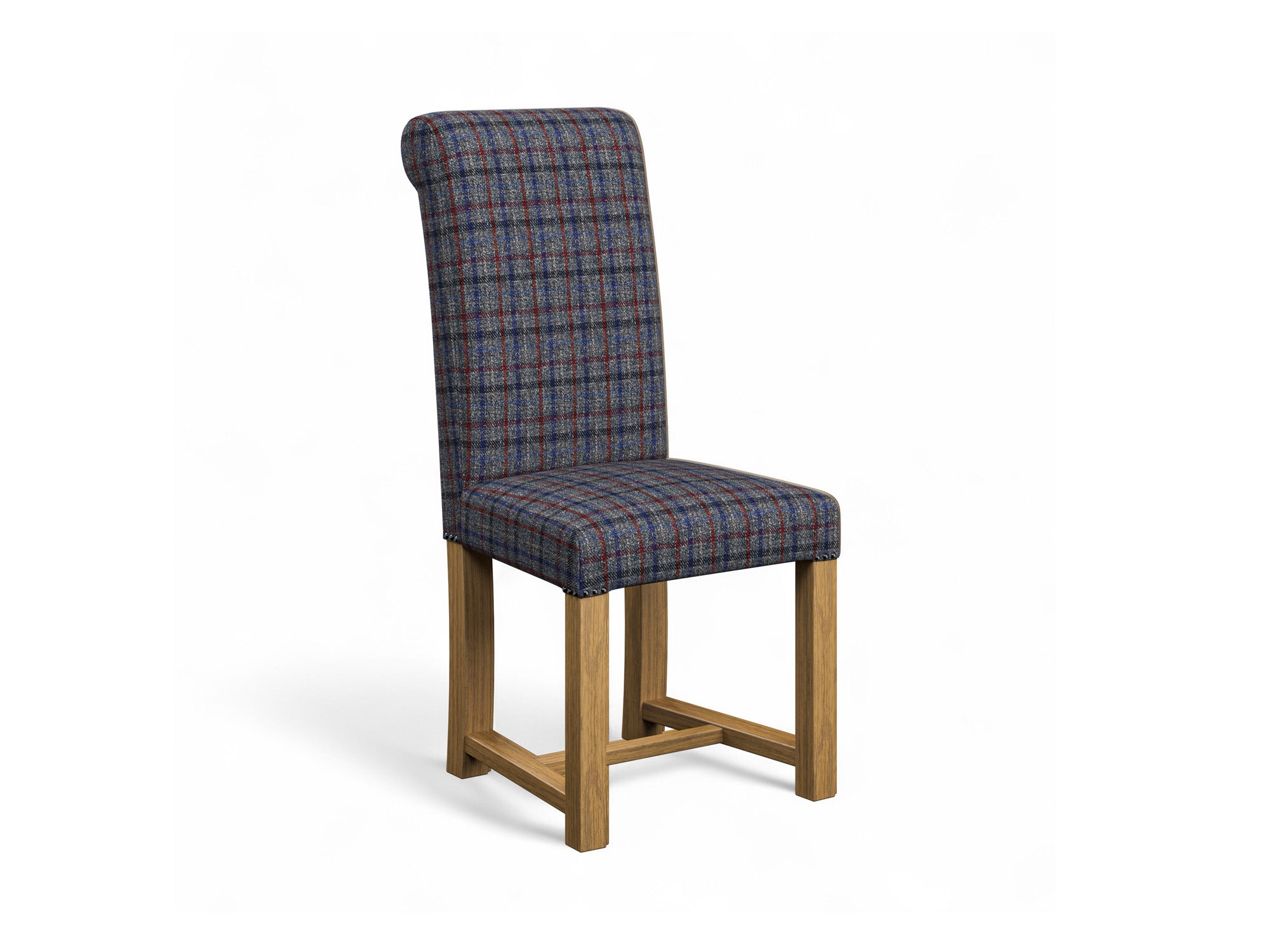 Harris Tweed Check Carbon Hudson Dining Chair Front Cut Out