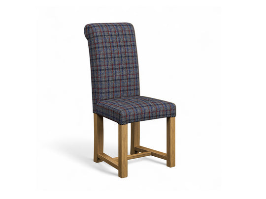 Harris Tweed Check Carbon Hudson Dining Chair Front Cut Out