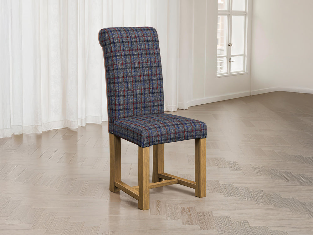 Harris Tweed Check Carbon Hudson Dining Chair Front Lifestyle Image