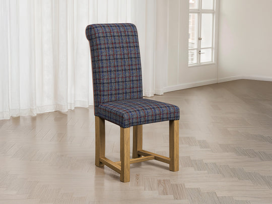 Harris Tweed Check Carbon Hudson Dining Chair Front Lifestyle Image