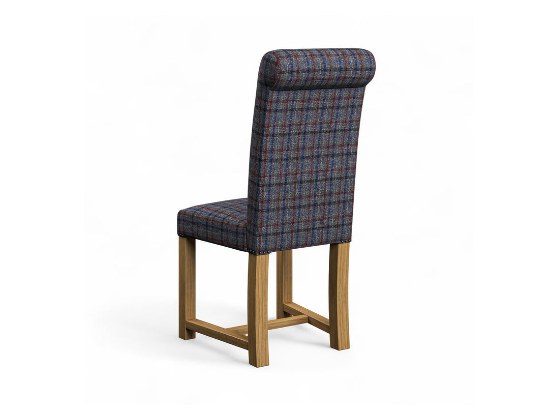 Harris Tweed Check Carbon Hudson Dining Chair Back Image