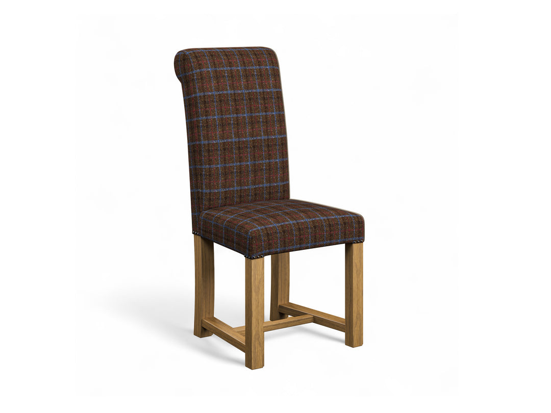 Harris Tweed Check Cocoa Hudson Dining Chair Front Cut Out
