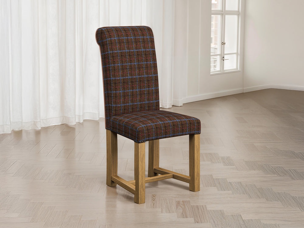 Harris Tweed Check Cocoa Hudson Dining Chair Front Lifestyle Image