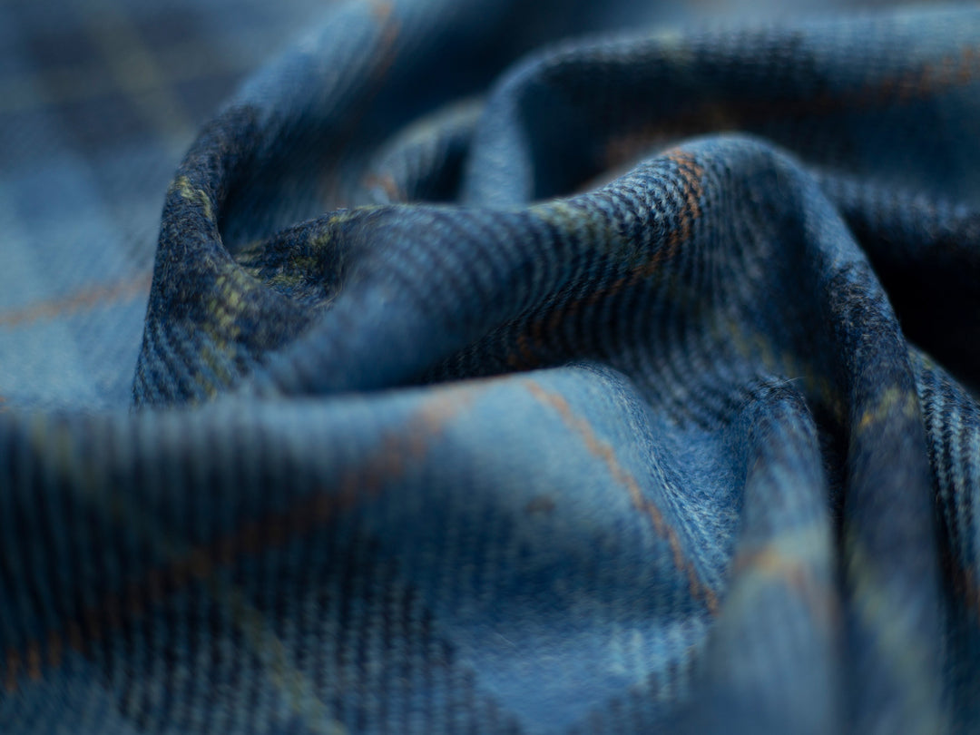 Harris Tweed Check Cyan Hudson Dining Chair Fabric Image 2