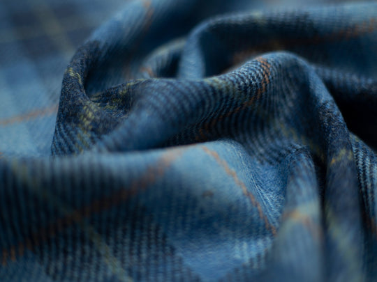 Harris Tweed Check Cyan Hudson Dining Chair Fabric Image 2