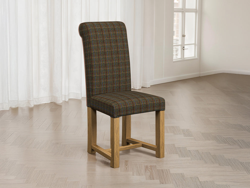 Harris Tweed Check Hazel Hudson Dining Chair Front Lifestyle Image