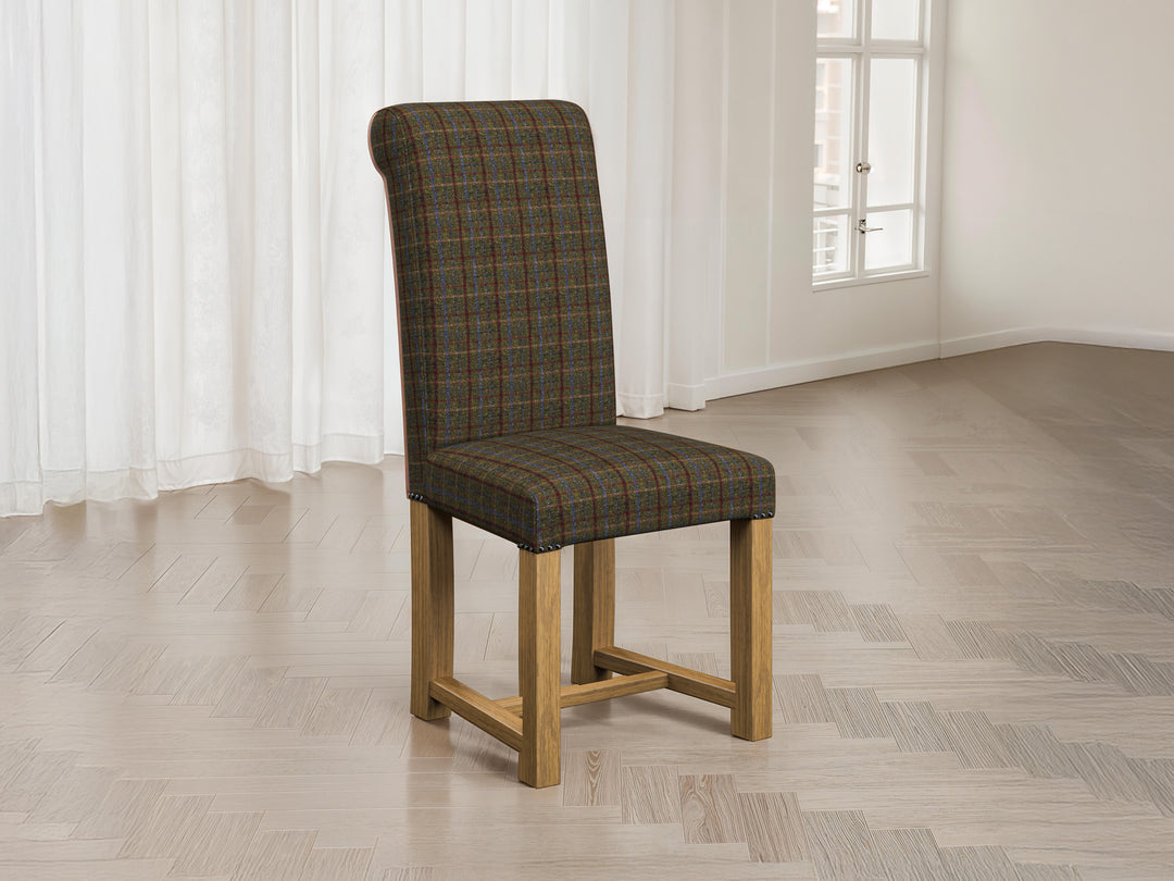 Harris Tweed Check Hazel Hudson Dining Chair Front Lifestyle Image