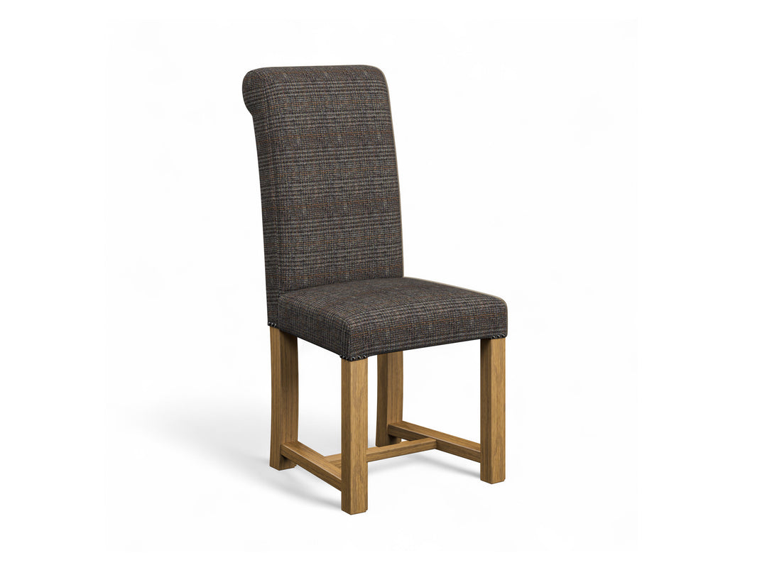 Harris Tweed Check Granite Hudson Dining Chair Front Cut Out