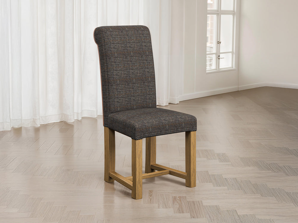Harris Tweed Check Granite Hudson Dining Chair Front Lifestyle Image