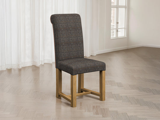 Harris Tweed Check Granite Hudson Dining Chair Front Lifestyle Image