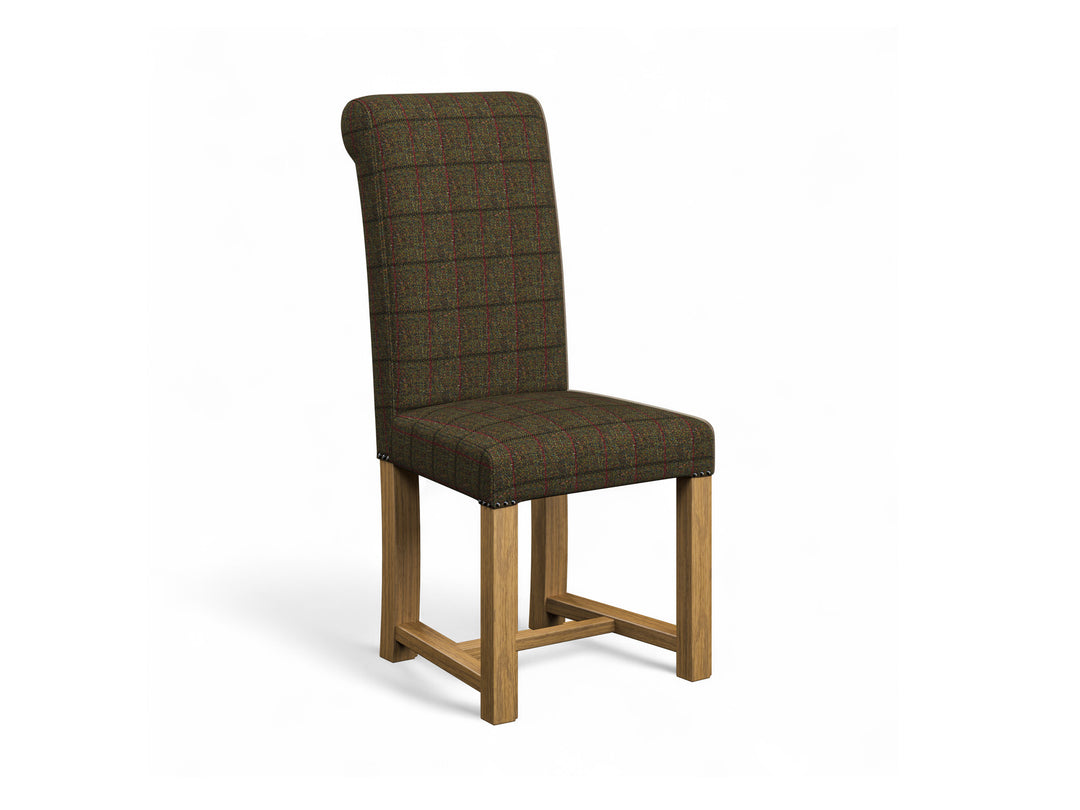 Harris Tweed Check Gorse Hudson Dining Chair Front Cut Out