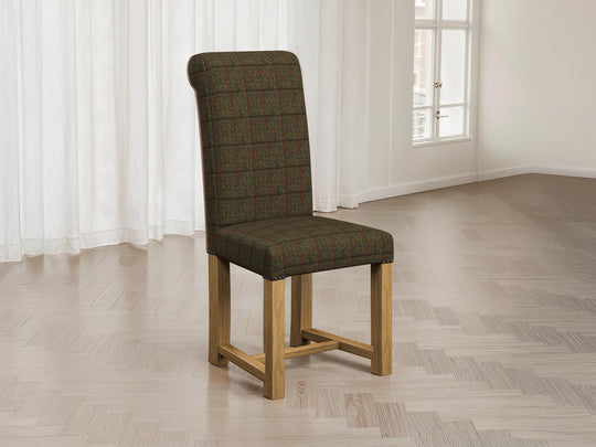 Harris Tweed Check Gorse Hudson Dining Chair Front Lifestyle Image