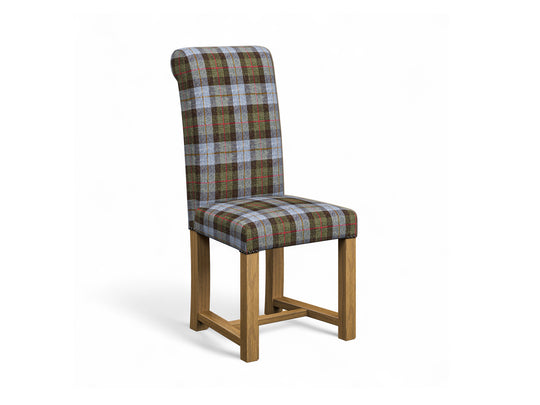 Harris Tweed Check Sky Hudson Dining Chair Front Cut Out