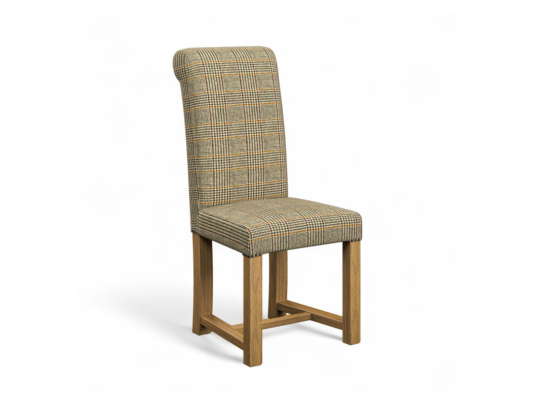 Harris Tweed Dogtooth Bronze Hudson Dining Chair Front Cut Out