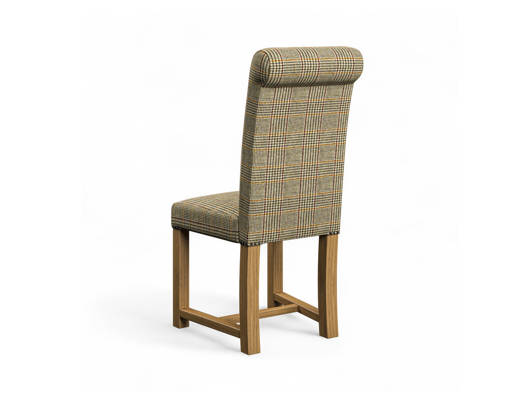 Harris Tweed Dogtooth Bronze Hudson Dining Chair Back Image