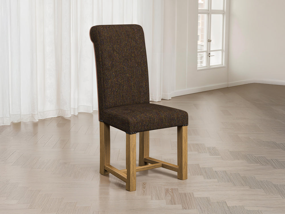 Harris Tweed Barleycorn Gorse Hudson Dining Chair Front Lifestyle Image