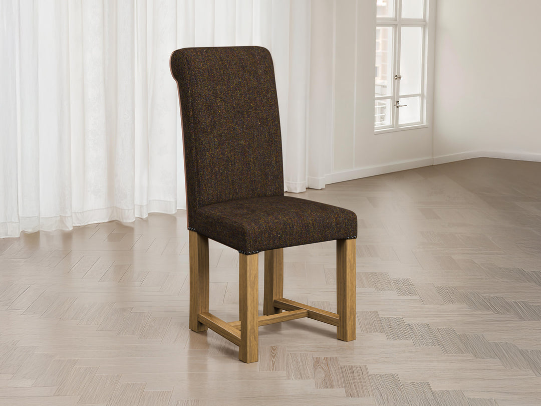 Harris Tweed Barleycorn Gorse Hudson Dining Chair Front Lifestyle Image