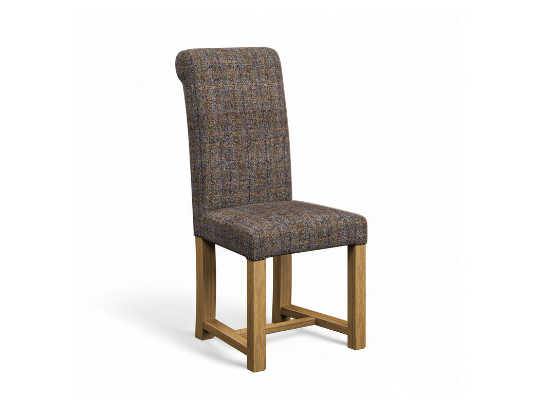 Harris Tweed Herringbone Charcoal Hudson Dining Chair Front Cut Out