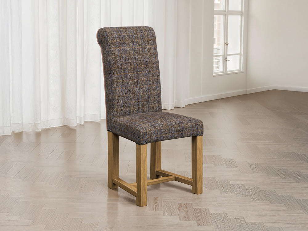 Harris Tweed Herringbone Charcoal Hudson Dining Chair Front Lifestyle Image