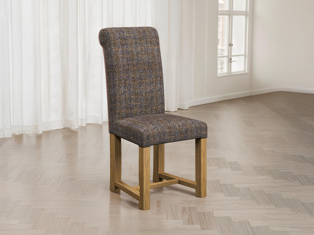 Harris Tweed Herringbone Charcoal Hudson Dining Chair Front Lifestyle Image