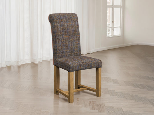 Harris Tweed Herringbone Charcoal Hudson Dining Chair Front Lifestyle Image