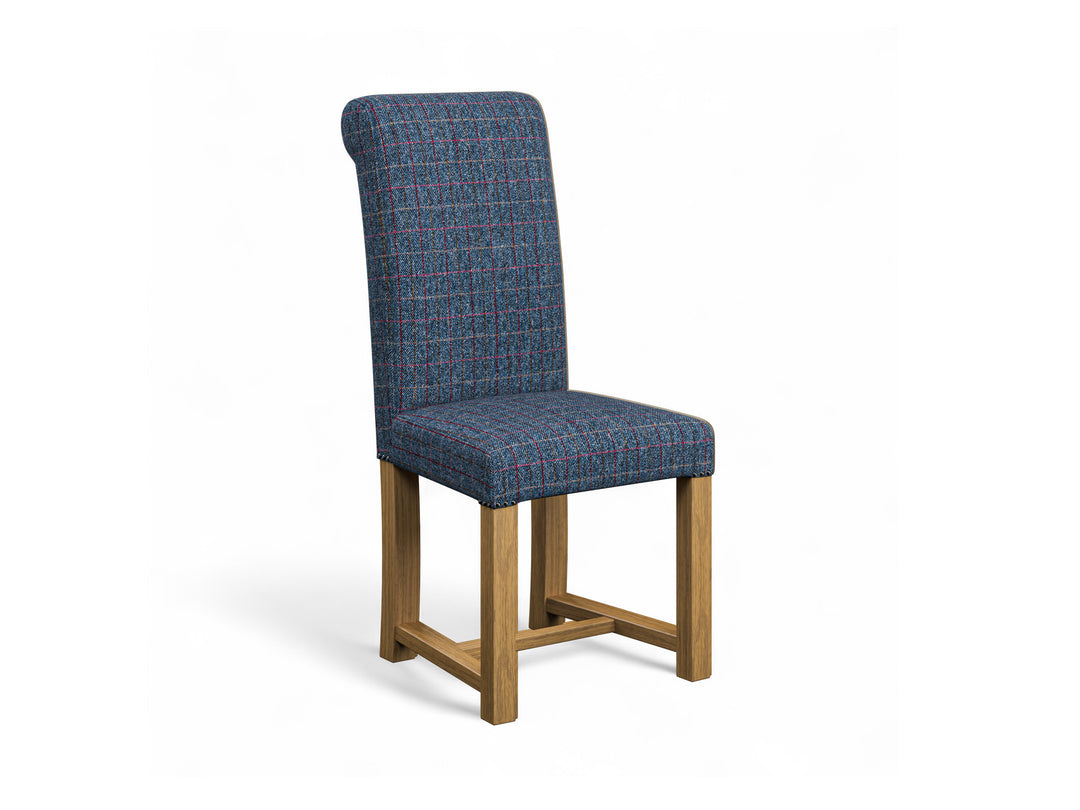 Harris Tweed Herringbone Denim Hudson Dining Chair Front Cut Out