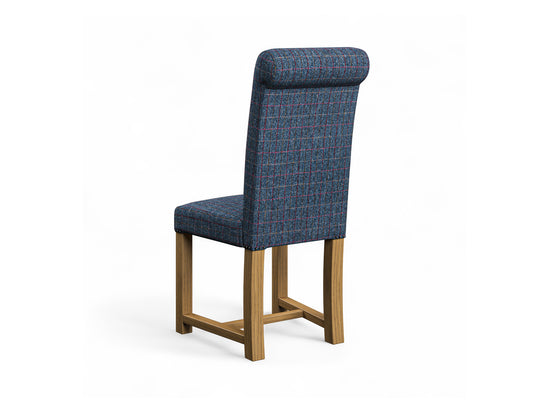 Harris Tweed Herringbone Denim Hudson Dining Chair Back Image